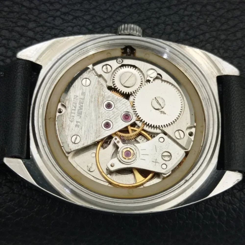 Vintage 1987 Citizen Manual Wound Mens Silver Watch & Silver accents